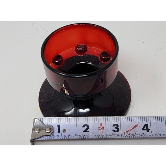 Vintage Ruby Red Arc‎ France Low Candlestick Holder Made In France - Picture 8 of 9